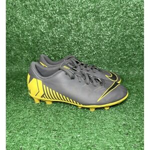 Nike Mercurial Vapor 12 Academy Kids Size 1Y Grey Black Yellow Cleats AH7383-070